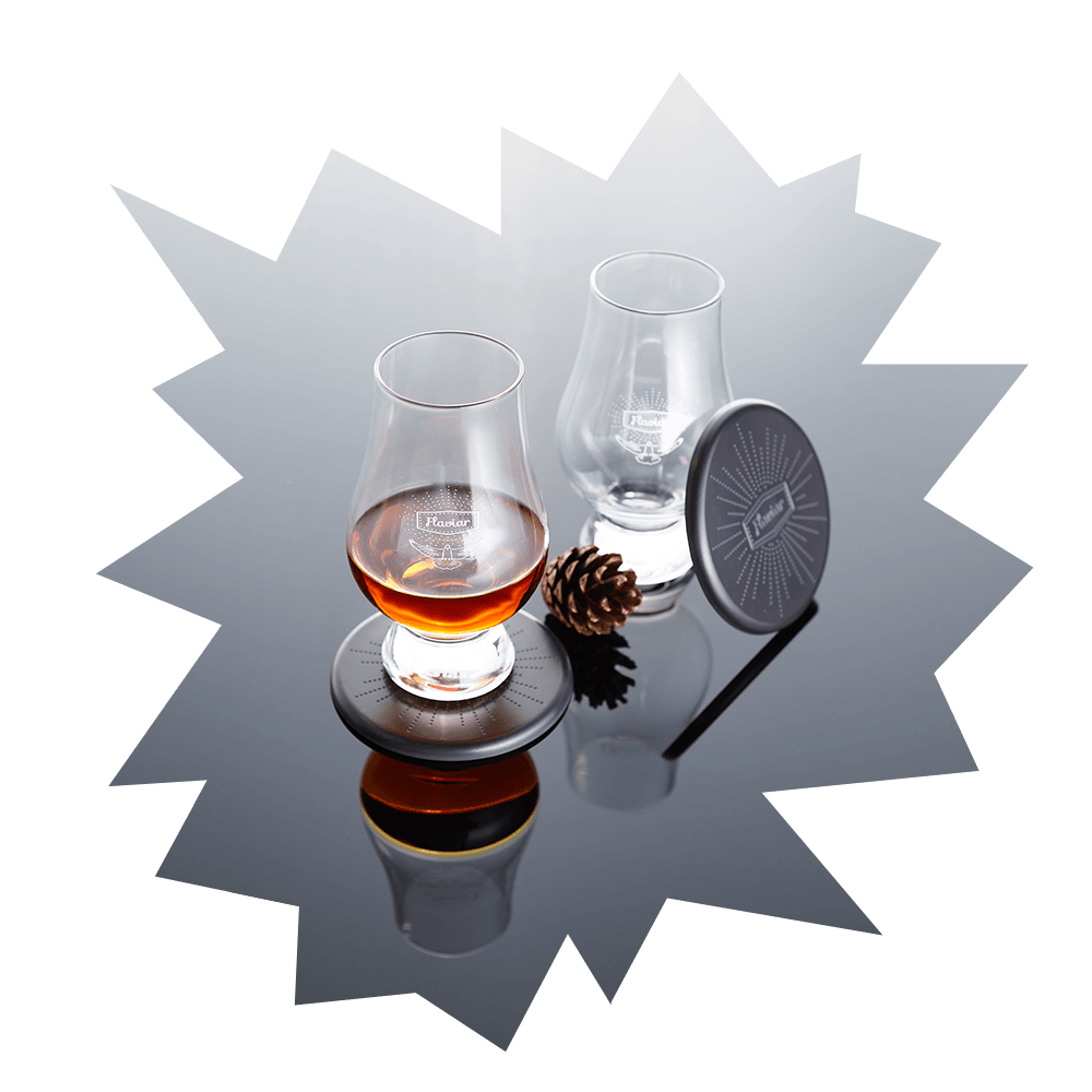 2 Flaviar Whisky Glasses & Coasters